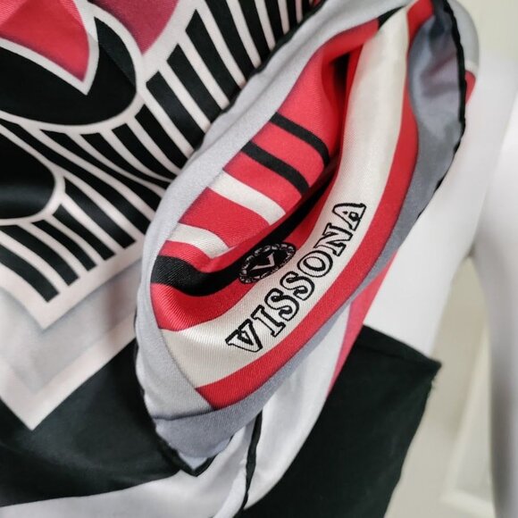 NWT Vissona Julia Turkish Silk Scarf / Head Cover Geometric Flower Detail 34x34 - Picture 2 of 11